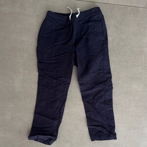 Kids Janie and Jack Navy linen pants elastic waist with White Drawstring